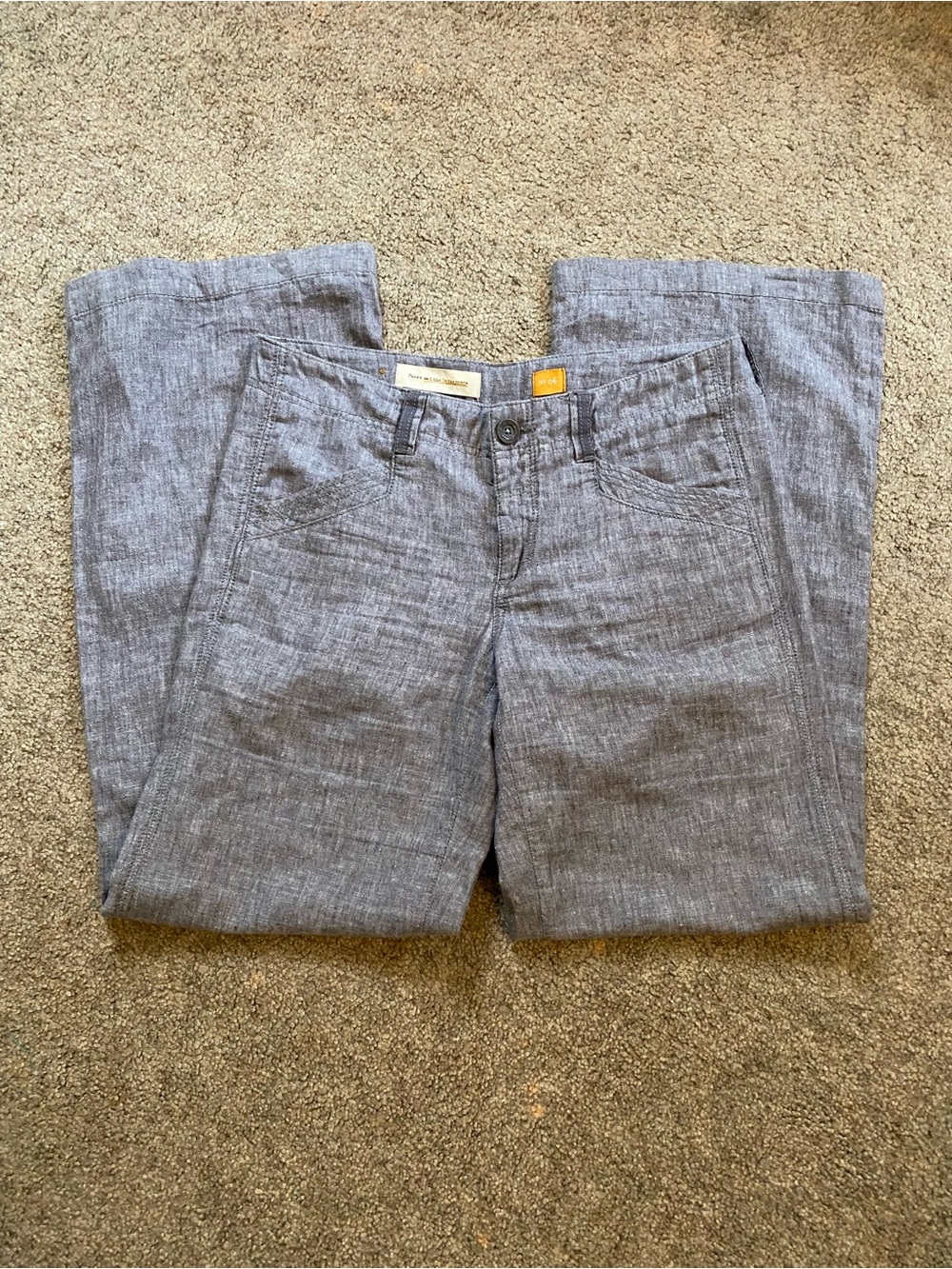 Pilcro Anthropologie Women's Gray Linen Wide Leg Pants size 8